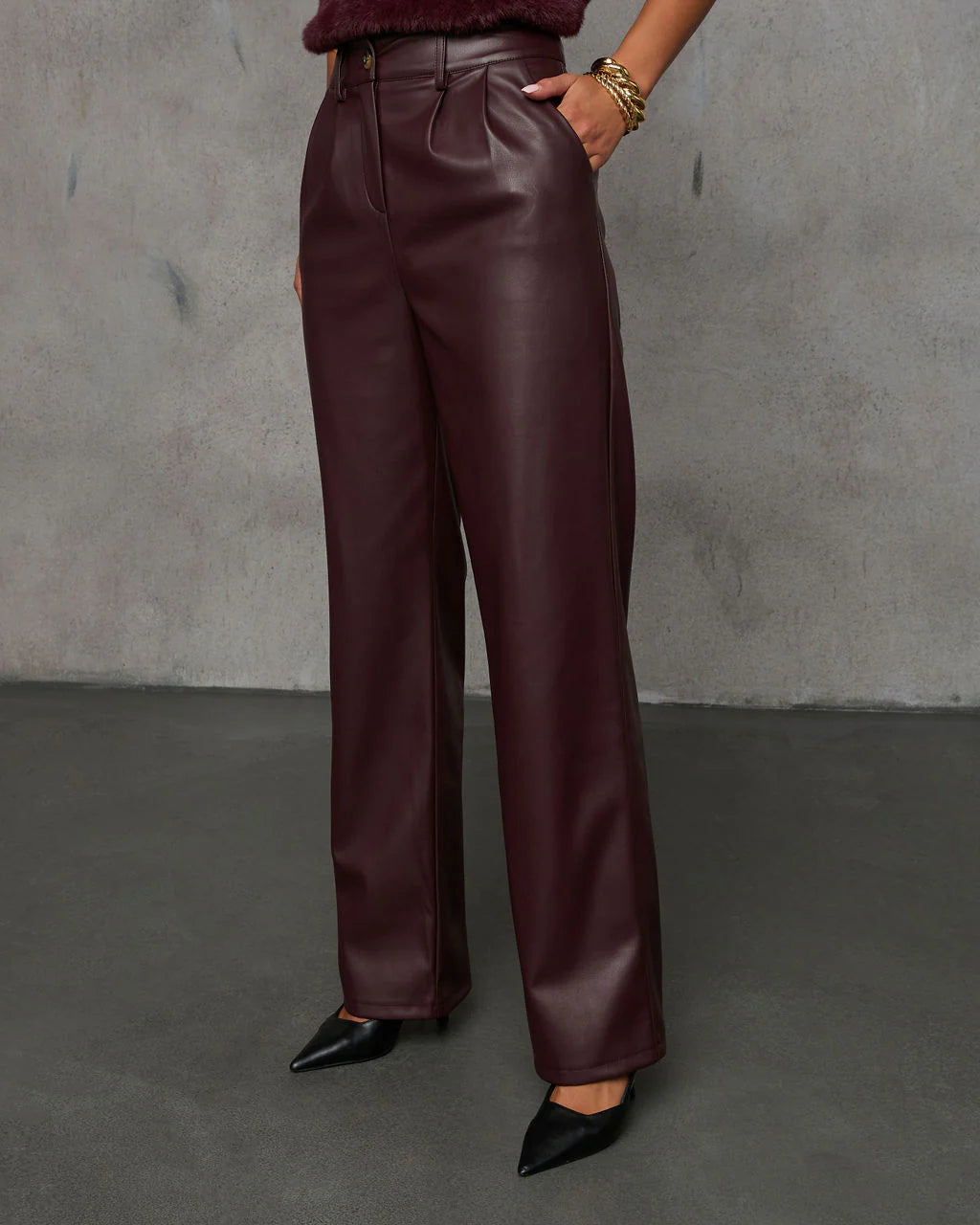 Look This Way Pleated Leather Pants