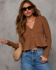 Stewart Peplum Button Front Sweater