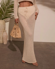 Marianna Crochet Drawstring Cover Up Maxi Skirt