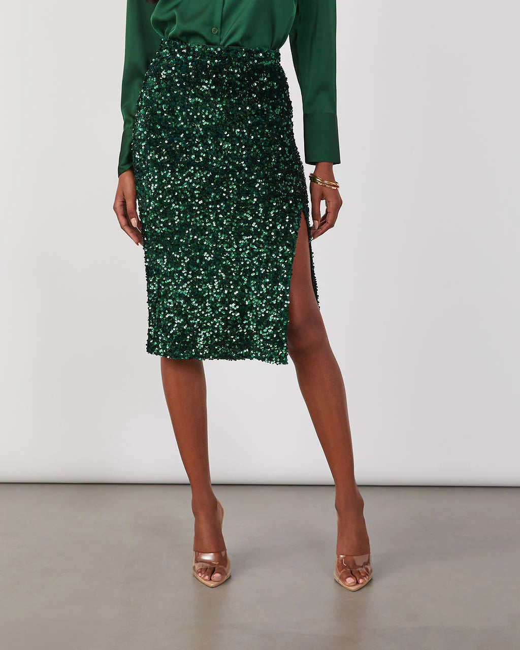 Macie Sequin Midi Skirt
