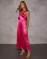 On Your Arm One Shoulder Satin Maxi Dress
