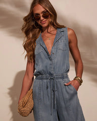Hollie Drawstring Denim Jumpsuit