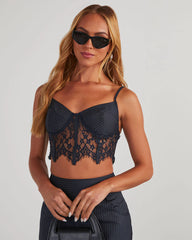 Whitmore Pinstripe Lace Corset Top