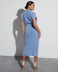 Sandie Chambray Tie Waist Midi Dress
