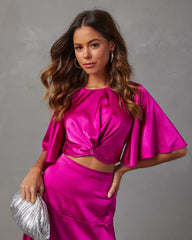 Zayda Satin Twist Front Crop Top