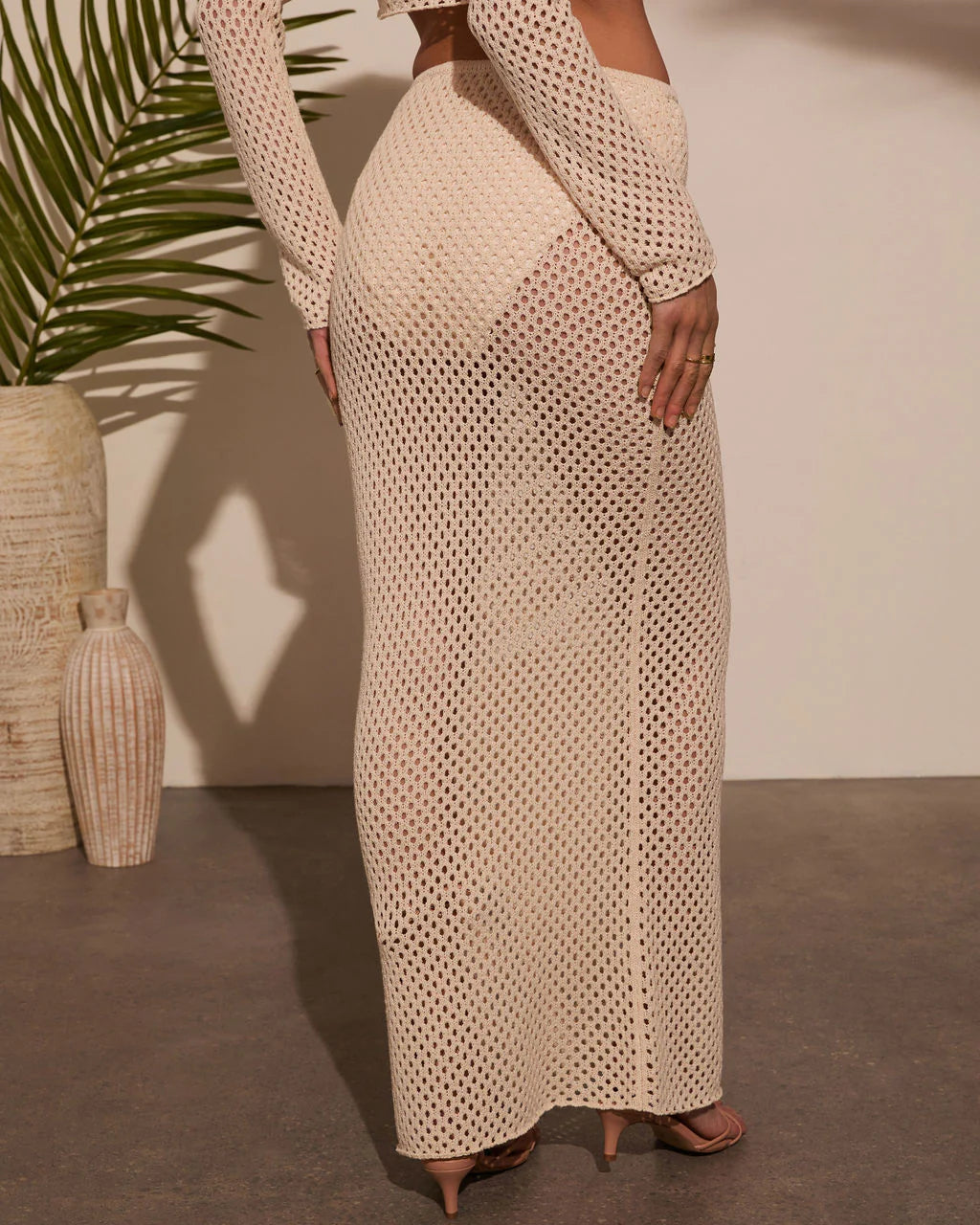 Marianna Crochet Drawstring Cover Up Maxi Skirt