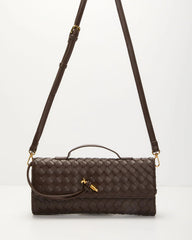 Porta Woven Leather Top Handle Clutch