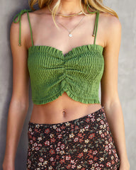 Solange Linen Smocked Crop Top