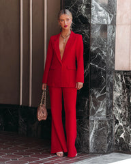 Runway Pocketed Belted Flare Trousers
