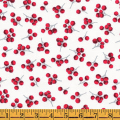 Jordan Fabrics Metallic Christmas Blossom 10010 5B White/Silver Winter Berry By The Yard