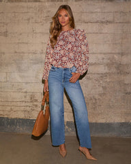 Jaimie Floral Ruffle Trim Blouse