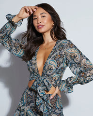 Palisades Paisley Front Tie Top