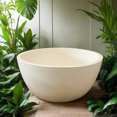 Round Concrete Terrazzo Stone Bath 1200mm - Sandy White