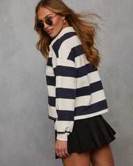 Lotte Striped Popover Polo Shirt