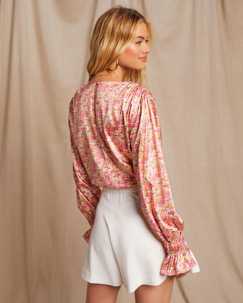 Angelique Long Sleeve Floral Wrap Bodysuit