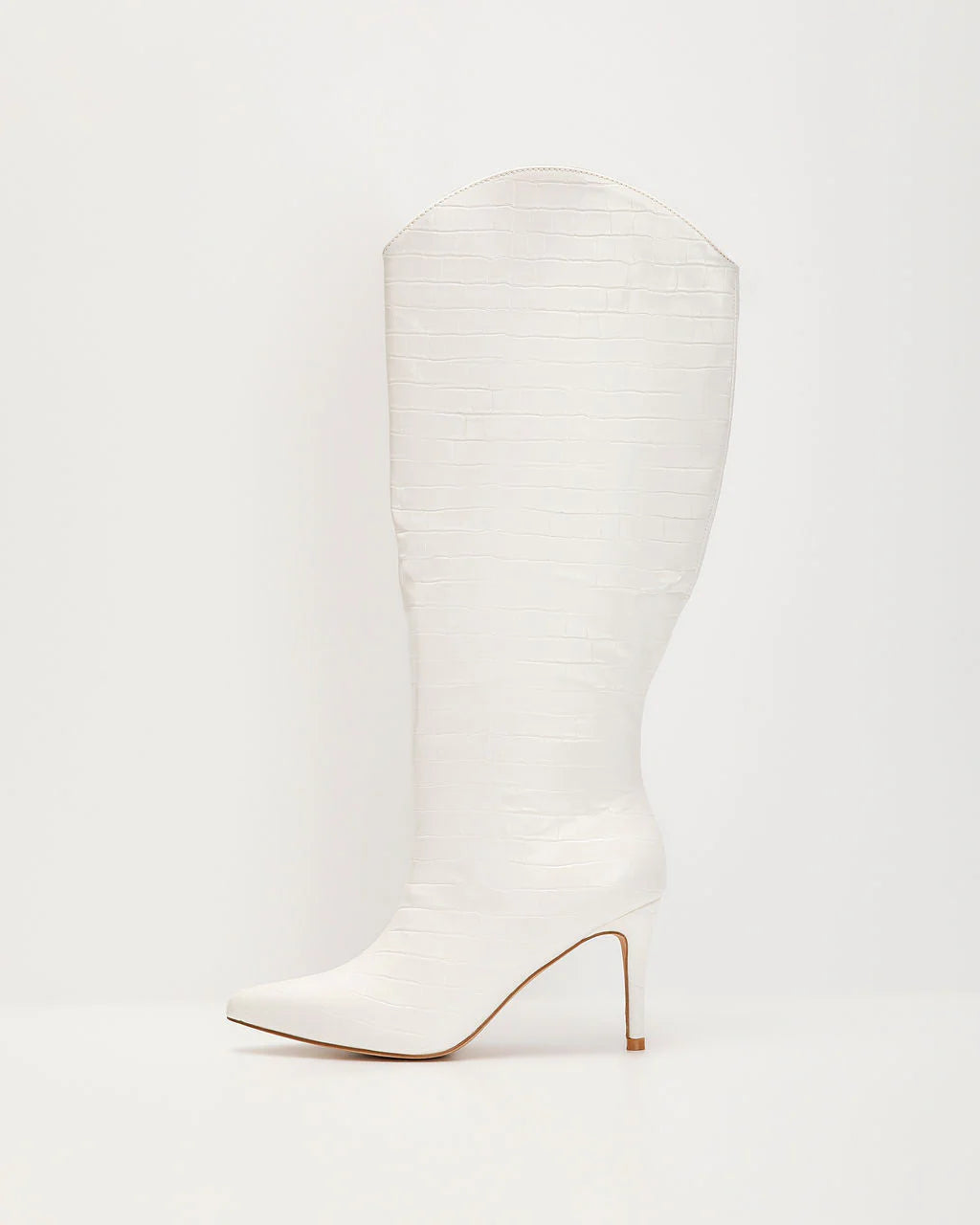 Balen Croc Print Stiletto Knee High Boots