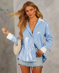 Proper Feeling Contrast Button Down Top