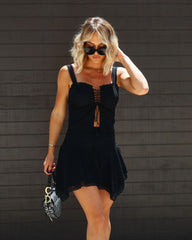 Serena Cotton Blend Eyelet Flare Mini Skirt