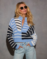 Fresh Start Striped Quarter Zip Sweater