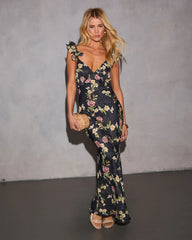 Peony Promise Floral V Neck Maxi Dress