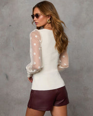 Mina Contrast Polka Dot Sleeve Knit Top
