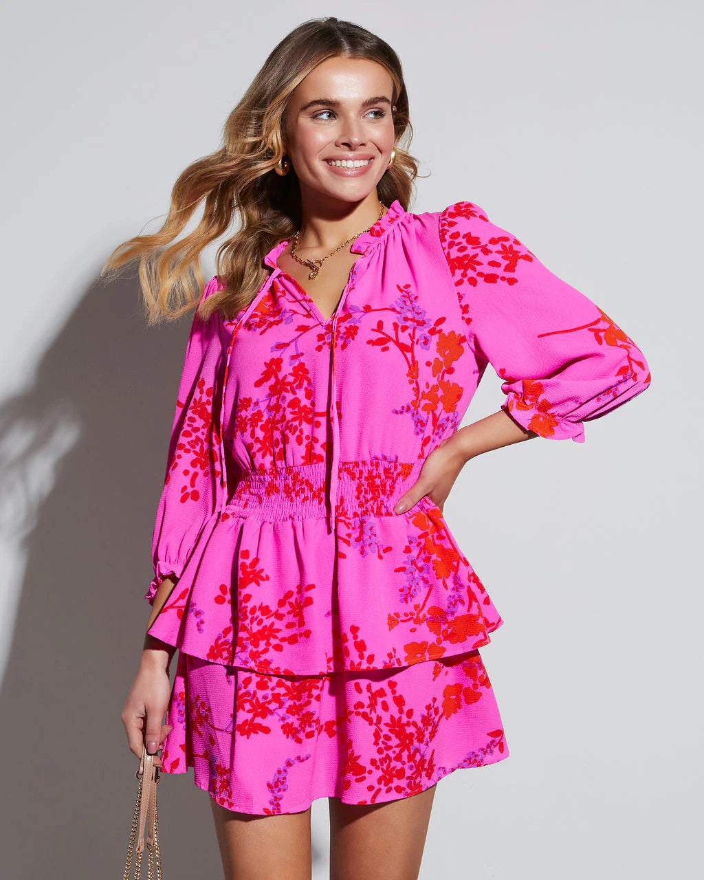Fatima Floral Tiered Mini Dress