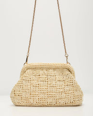 Ruma Woven Straw Pouch Clutch
