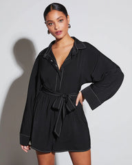 Pendleton Button Down Tie Waist Romper
