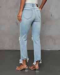 Cosmia High Rise Distressed Crop Flare Denim
