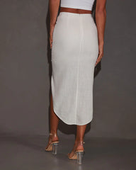 Ellen Ruffle Front Linen Midi Skirt