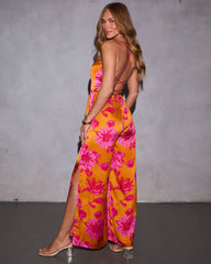 Ever Bloom Satin Floral Jumpsuit
