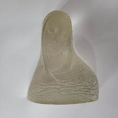 Viking Glass Virgin Mary Madonna MCM Yellowed Bookend