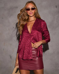 Willah Satin Embossed Button Down Top