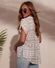 Mistie Abstract Button Down Top