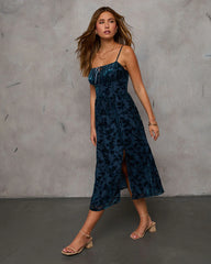 Only Yours Mesh Burnout Velvet Midi Dress