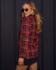 Spirit Of Things Tweed Plaid Blazer
