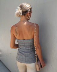 Arnaud Plaid Button Front Corset Top