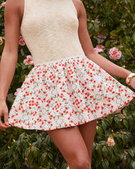 Sunlit Blooms Pleated Floral Mini Skirt