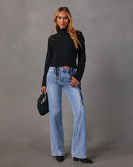 Camelia Mock Neck Lace Up Sweater