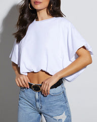 Kaylee Bubble Hem Cotton Crop Top