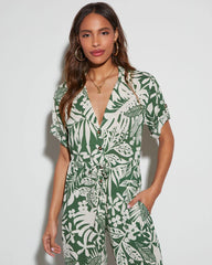 Palm Breeze Tropical Print Jumpsuit