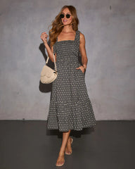 Josephina Floral Tie Strap Midi Dress