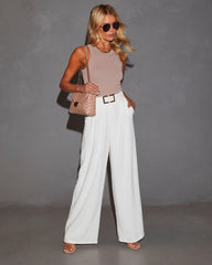 Mallorie Linen Blend Wide Leg Pleated Trouser