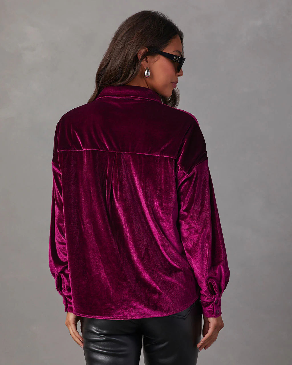 Magical Wonder Velvet Button Down Top