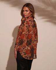 Italiano Paisley Button Down Blouse