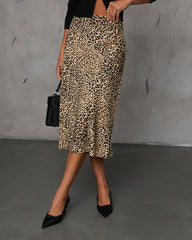 Something About You Leopard Print Midi Skirt