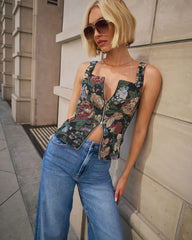 Hayes Floral Tapestry Corset Top