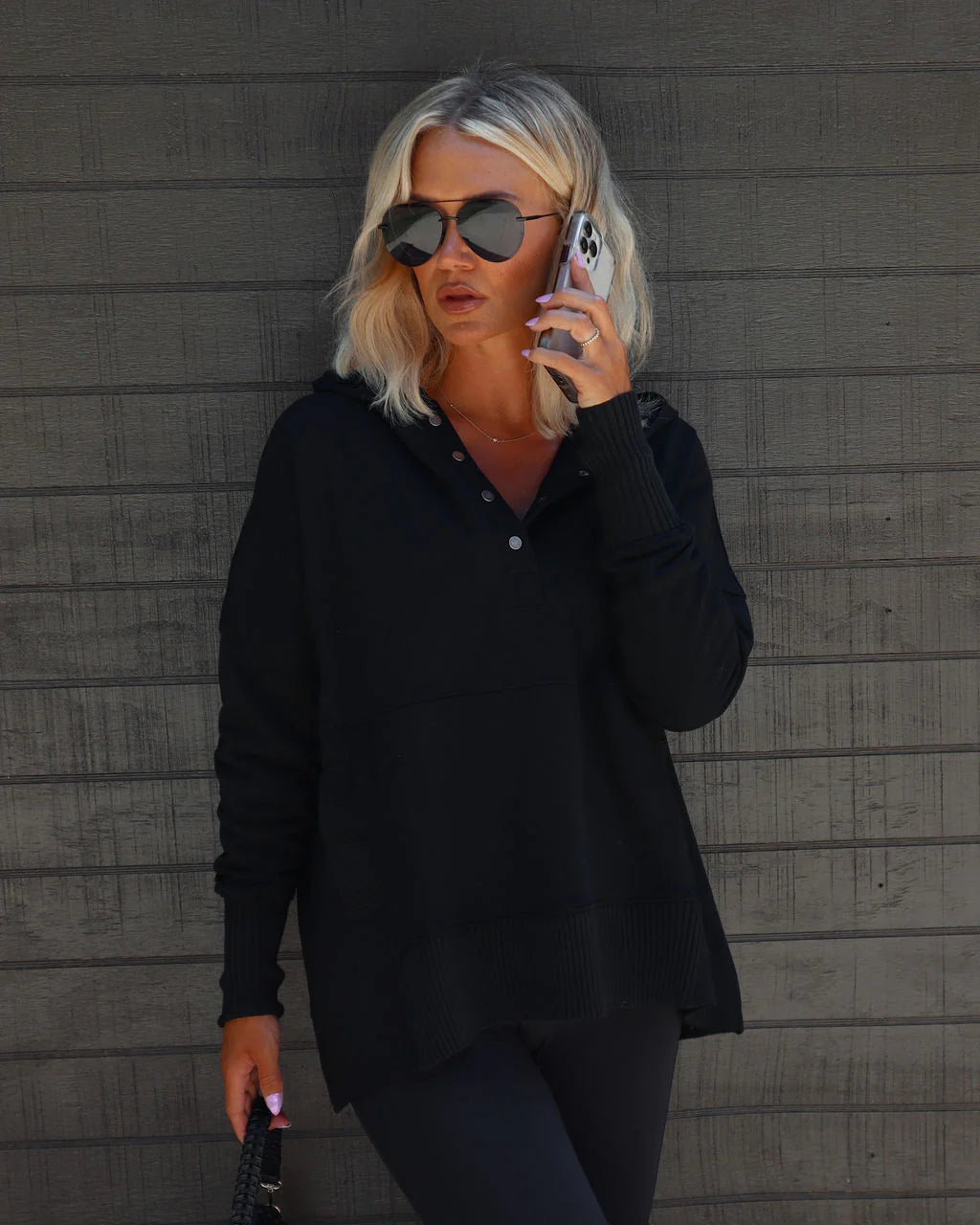 Mindful Cotton Pocketed Henley Hoodie