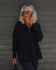 Mindful Cotton Pocketed Henley Hoodie