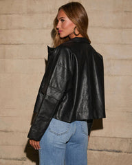 Mallie Faux Leather Utility Jacket
